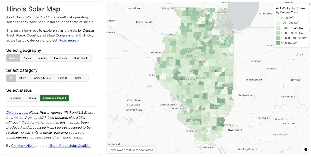 Energized + Planned view on the IL Solar Map